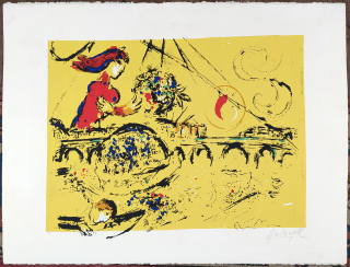 Chagall Marc – Ile Saint-Louis, signovaná původní barevná litografie, číslováno 50/100, červen 1959