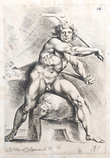 Bisschop Jean de – Muž pracující s měchy, původní lept, 1668