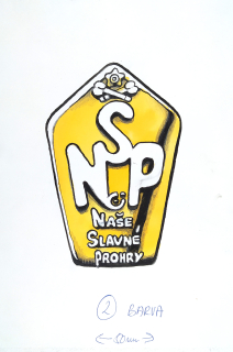 Saudek Kája – Naše slavné prohry, NSP, kolorovaná kresba tuší, nedatováno