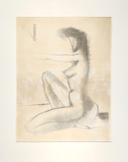 Tichý František – Sedící ženský akt, klasický ofsetový tisk, 1944