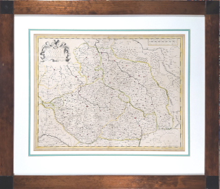 Čechy, Morava, Slezsko a Lužice – Pierre Duval, staře kolorovaný původní mědiryt, 1650