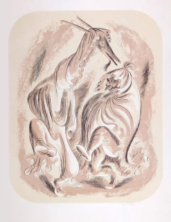 Bouda Cyril – Maškary, původní barevná litografie, 1943