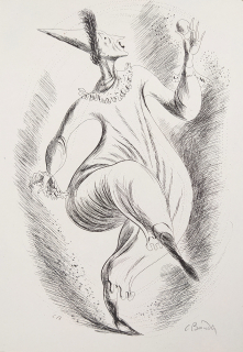 Bouda Cyril – Clown, opus 993, původní litografie, 1948