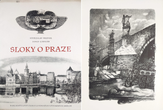 Liesler Josef, Nezval Vítězslav – Sloky o Praze, bibliofilie s deseti původními litografiemi, 1956