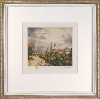 Šimon Tavík František – Duha nad Jelením příkopem, barevný lept, 1916