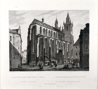 Praha – Chrám Matky Boží před Týnem, A. Fesca, W. Kandler, původní oceloryt, 1860