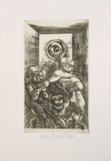 Kulhánek Oldřich – End the War in Vietnam Brutalit, původní barevný lept, 1974