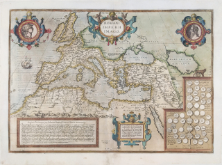 Evropa – Romani Imperii Imago, Abraham Ortelius, staře kolorovaný původní mědiryt, 1579