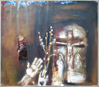 Jíra Josef – Pieta / Boží muka, olejomalba na plátně, 1990