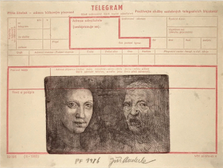 Anderle Jiří – PF 1986, původní lept vytištěný na Telegramu, 1985