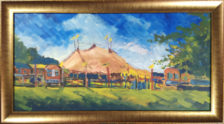 Cirkus – neurčený autor, olejomalba na kartonu, ca 1960