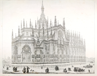 Milán – Milánský dóm, John Coney, původní lept, 1831
