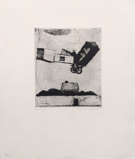 Kabátová-Táborská Zdena – Vzduchoplavec, původní lept, autorský tisk, 1975