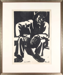Schulze Fritz – Španělský silniční dělník, původní dřevoryt, 1936