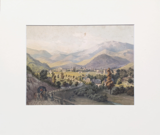 Velké Losiny – August Carl Haun, František Kalivoda, staře kolorovaná původní litografie, 1857–1860