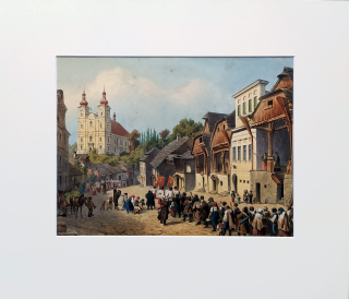 Frýdek (Frýdek–Místek) – August Carl Haun, František Kalivoda, staře kolorovaná původní litografie, 1857–1860