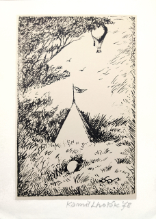 Lhoták Kamil – Bez názvu, původní litografie se žlutým podtiskem, 1978