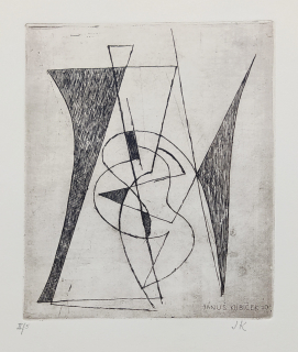 Kubíček Jánuš – Bez názvu, kombinovaná technika, číslováno II./5, 1970