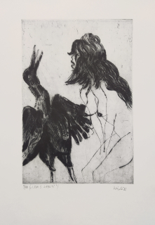 Klápště Jaroslav – Leda s labutí, suchá jehla, číslováno 9/20, 1980