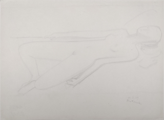 Frinta Emanuel – Ležící dívčí akt, jemná kresba tužkou, 12. X. 1929