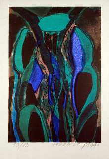Hodonský František – Vodní rostliny, barevná litografie, číslováno 13/65, 1991