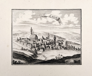 Louny – Laun, Johann Georg Vogt, původní mědiryt, 1712