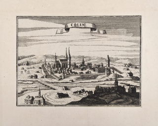 Kolín – Colin, Johann Georg Vogt, původní mědiryt, 1712