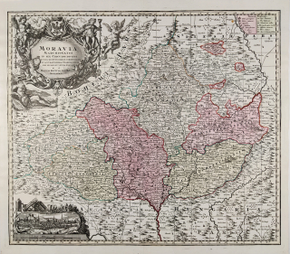 Morava – Moravia Marchionatus, Matthäus Seutter, původní mědiryt, ca 1740