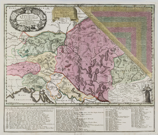 Rakousko, Maďarsko, Slovinsko, Chorvatsko, Rumunsko – Matthäus Seutter, staře kolorovaný mědiryt, ca 1740