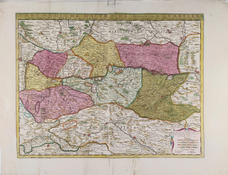 Rakousko, Čechy, Morava – Rakouské arcivévodství, Jean–Baptiste Nolin, staře kolorovaný mědiryt, 1742