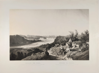 Praha – Pohled z Podolí, Fr. Hohe, Výroční prémie Krasoumné jednoty, původní litografie, 1856