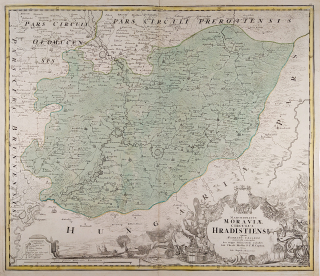 Hradišťský kraj – Johann Baptist Homann, Johann Christoph Müller, původní mědiryt, 1720