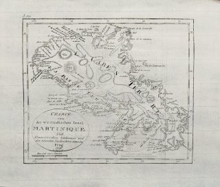 Martinik, zámořský region Francie v Karibském moři – Franz Pluth, původní mědiryt, 1822