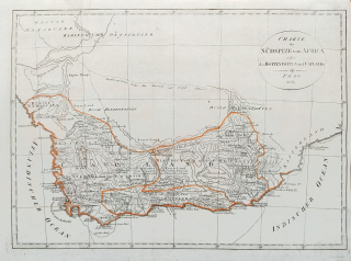 Afrika – mapa jižního cípu Afriky, Kapské kolonie, Adam Christian Gaspari, původní mědiryt, 1811