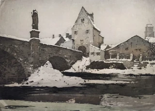 Kasimir Luigi – Bruchsal Nepomukbrücke Saalbach, původní lept, ca 1920
